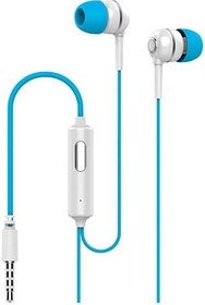 Resim Syrox K7 1.20mt 3.5mm AUX Kablolu Mikrofonlu Kulakiçi Kulaklık - Mavi-Beyaz 