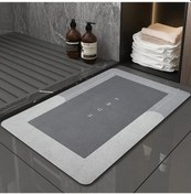Resim Kare Sihirli Su Emici Kaydırmaz Banyo Paspası Ayak Matı Kaymaz Ta Gri 