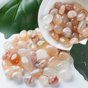 Resim 20/30/40 Doğal Kiraz Çiçeği Ağız Taşı - Parlatılmış Yarı Şeffaf Yağmur Damlası Şeklinde Çakıl Taşı, Pembe ve Toprak Tonları Akvaryum Dekoru, Sukulent Saksıları ve Hidroponik Yataklar için, Taş Severler için Mükemmel Hediye 