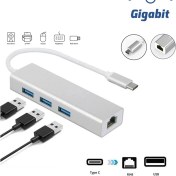 Resim Daytona FC05-G Macbook Uyumlu Type-C™ USB3.1 to 3* USB 3.0 1000 Mbps Gigabit Ethernet RJ45 Çevirici Hub Adaptör 
