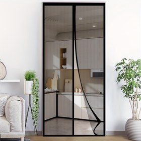 Resim Manyetik Fiberglas Sivrisinek Kapısı Perdesi - Siyah, Yüksek Şeffaflıkta Meshli Yükseltilmiş Versiyon, Çiziklere Karşı Dayanıklı, Otomatik Manyetik Kapanış, Yatak Odası, Oturma Odası, Mutfak, Balkon, İç ve Dış Mekan Kullanımı İçin Kalın Dayanıklı Görünmez Tasarım, 70-160cm Genişlik, Delme Gerektirmez, Sivrisinek Kovucu Perde | Manyetik Kapanış | Fiberglas Mesh Perde 