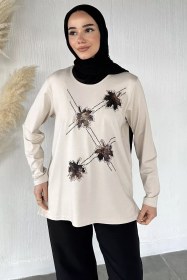 Resim Taşlı Tesettür Anne Penye Bluz Taş TZL-P-00021462 