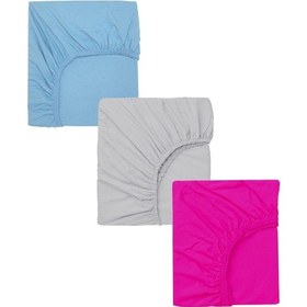 Resim 3 Adet Pamuklu Ve Lastikli 60 X 120 Cm Penye Bebek Çarşaf-fuşya-mavi 