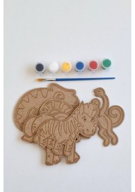 Resim Boya, Eğlen, Keşfet - Çocuklar İçin Eğitici Safari 5 Parça Ahşap Boyama Seti 