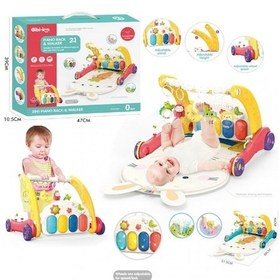 Resim Piyanolu 2 İn 1 Kırmızı Oyun Halısı Bebek Yürüteci Ve Tavşan Desenli 