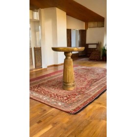 Resim Wooden Ahşap Tekli Mantar Yan Sehpa Modern Tütün Renk Fiskos 