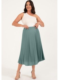 Resim Astarlı Pilili Midi Etek -1750-mint Mint Yeşili 