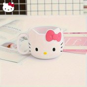 Resim 1 adet Sanrio Hello Kitty Banyo Kupası - Pembe Fiyonklu Sevimli Duş Kupa, Resmi Sanrio Lisanslı Banyo Dekoru, Gençler ve Kadınlar için Dayanıklı Plastik Kupa - Hello Kitty Hayranları için Doğum Günü veya Sevgililer Günü Hediyesi, Hello Kitty Banyo Dekorasyonu, Fan Ürünleri, İşlevsel İçecek Kapı, Ev Dekoru, Eğlenceli Tarz, Sağlam Yapı, Koleksiyonluk Eşya, Kawaii Severler 