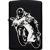 Resim Motor Desenli Benzinli Siyah Metal Çakmak 
