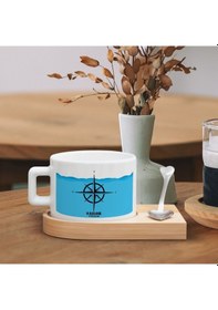 Resim Bk Gift Kişiye Özel İsimli Denizci Tasarımlı-7, Ahşap Altlıklı Seramik Fincan, Meslek Hediyesi, Yeni İş Hediyesi Kobitmeyen137948 Bk Gift 