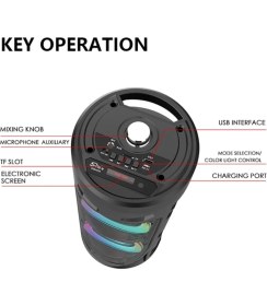 Resim Junglee Bluetooth 5.0 Karaoke Mikrofonlu Taşınabilir Hoparlör LED Işıklı Kablosuz Speaker 1200 mAh 