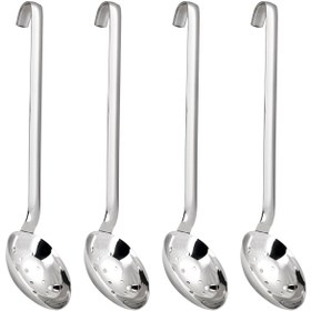Resim Servis Kepçesi - Uzunluk:460mm - Delikli - Paslanmaz Çelik - (4 Adet) 