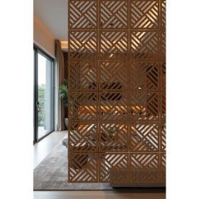 Resim Lazer Kesim Sarkıt Paravan, Ahşap Separatör, Oda Bölücü 4'lü Panel Levha Güç Model 