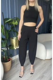 Resim MORE MOSS Beli Lastikli Şalvar Pantolon Siyah 