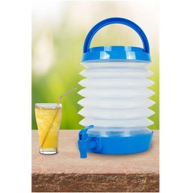 Resim Katlanır Su Sebili Bidonu Termos Piknik Kamp Damacana Su İçecek Ayran Şişesi Çeşmeli Körüklü 5.5 Lt 