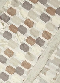 Resim Parlak Geometrik Desenli Gri Kenarlı Runner - Gri 