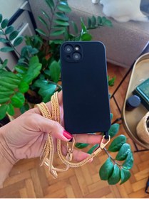 Resim Bonnie&Chico iPhone 12 PROMAX uyumlu çapraz takılan gold zincir telefon askısı 