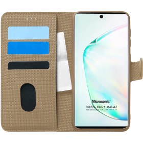 Resim Microsonic Samsung Galaxy Note 10 Lite Kılıf Fabric Book Wallet Gold 