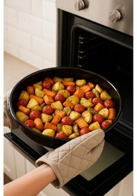 Resim 38 Cm Siyah Emaye Yuvarlak Fırın Tepsisi Dayanıklı, Kolay Temizlenebilir, Sağlıklı Pişirme Siyah 