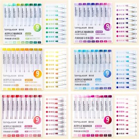 Resim Languo Akrilik Boya Marker Kalem Profesyonel Renk Serisi Marker Kalem Taş Boyama, Cam, Kupa, Ahşap, Metal, DIY Sanat Malzemeleri için 9 Paket 6 Renk Serisi [Profesyonel Sanat Boyama Amaçları için Uygun] Günlük Tatil Hediyeleri için Uygun 