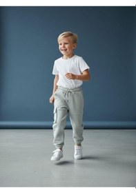 Resim Zekids Erkek Çocuk Beli Paçası Lastikli Kargo Cepli Eşofman Alt-16622 Gri 
