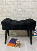 Resim puf , siyah ,puf ahşap ayak çima dikiş spor modern tasarım şık 