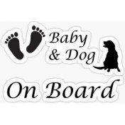 Resim TSC Arabada Bebek ve Köpek Var Sticker Etiket 19CM Md3 