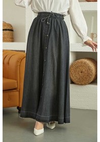 Resim 2215-denim Mevlana Düğmeli Etek Koyu Gri-1 Koyu Gri-1 Gri 
