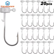 Resim HQZOOMEE 20 Adet Premium Mantar Jig Başlıkları - Yumuşak Yemler için Keskin Yüksek Karbon Çelik Kanca, Bass Balıkçılığı için İdeal, 5 Renk, 1/6oz'den 1/10oz'a Boyutlar 