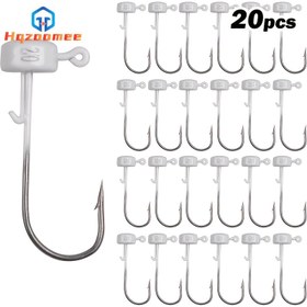 Resim HQZOOMEE 20 Adet Premium Mantar Jig Başlıkları - Yumuşak Yemler için Keskin Yüksek Karbon Çelik Kanca, Bass Balıkçılığı için İdeal, 5 Renk, 1/6oz'den 1/10oz'a Boyutlar 
