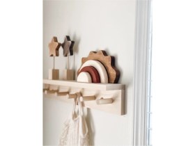 Resim Olcay Aksesuar Doğal Ahşap Montessori Kitaplık Çocuk Bebek Odası Askılık Duvar Rafı Düz Askılklık L Kavelalı 