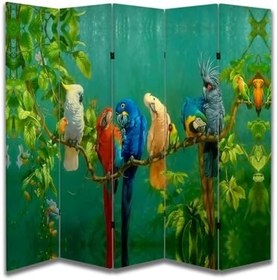 Resim Kuş Temalı Özel Tasarım Paravan Room Divider 180 x 200 cm 