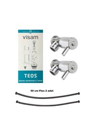Resim VİSAM Teos İç Takım 2 Ad Ara Musluk Fleks Rezervuar İç Takım Seti Krom 