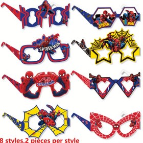 Resim 16 adet/8 adet MARVEL Spider-Man Parti Paketi Canlı Kağıt Gözlükler, Benzersiz Tasarımlar, Kahraman Temalı, İkonik Spider-Man ve Web Motifleri, Tüy Yok, Doğum Günleri, Kutlamalar, Düğün, Yeni Yıl, Noel, Cadılar Bayramı, Paskalya, Şükran Günü için Fotoğraf Aksesuarları 