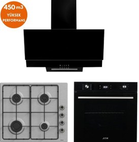 Resim Ferre Ve Afm Tech EL003 + FM7700 + FM3250 Fethy -f29 Turbolu İnox Siyah Ankastre Set 