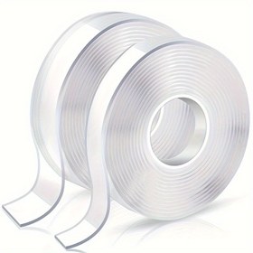 Resim 2 adet Ağır Hizmet Çift Taraflı Yapıştırıcı Bant - 6.1 metre Şeffaf Duvar Şeritleri, Ev, Ofis, Araba, Açık Hava Kullanımı için Çıkarılabilir Poster Bantı, 1-3kg Yük Taşıma Aralığı, İç Mekan Montajı | Çıkarılabilir Yapıştırıcı | Dayanıklı Yapıştırıcı 