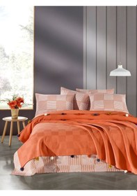 Resim Madam Marica Kiremit Renkli Çift Kişilik Ponponlu Pike Takımı Kiremit 