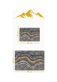 Resim Yıkanabilir Kaymaz Tabanlı Modern Desenli 2'li Banyo Paspas Takımı Bps0030 Renkli 