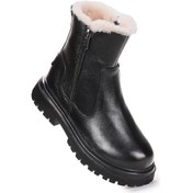 Resim Kiko Kids Niyu %100 Deri Fermuarlı Kız Çocuk Bot Ayakkabı Siyah Siyah 