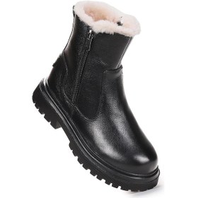 Resim Kiko Kids Niyu %100 Deri Fermuarlı Kız Çocuk Bot Ayakkabı Siyah Siyah 