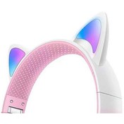 Resim shaza Işıklı Kedi Kulaklı Bluetooth Kulak Üstü Kulaklık - Pembe 