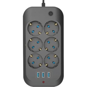 Resim Filli Kutum Termal Akım Korumalı Priz Çocuk Korumalı 6'lı 2 Metre Uzatma Kablosu 6 x Priz 3 x Usb Priz 