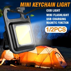 Resim 2/1parça Paket Mini Anahtarlık Işığı, Parlak COB Işığı, Eller Serbest Fener, Manyetik Arka Çalışma Işığı, Katlanabilir Standlı Mini Meşale, USB Şarj Edilebilir, Yürüyüş, Balıkçılık, Gece Acil Işıklandırma İçin Uygun 