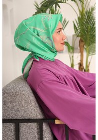 Resim Silk Home Yeşil Pembe Desenli Tivil İpek Eşarp 11433-31 Çok Renkli 