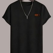 Resim Erkekler için rahat bej kısa kollu tişört, görsel askılı tasarımlı, %100 polyester örme kumaş, hafif esneklik, düzenli fit, rahat giyim için uygun, rahat fit tişört | Minimalist tişört | Polyester örme tişört, tişörtler 