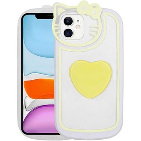 Resim İphone 12 Uyumlu Kedi Figürlü Transparan Pop Soketli Zore Ritmik Kılıf-sarı 