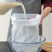 Resim Dikişsiz Filtreleme, Premium Naylon İnce Gözenekli Süzgeç Çantası - Soya Sütü, Meyve Suları, Evde Bira Yapımı & Seyahat Mutfak Gereçleri için Dayanıklı & Yeniden Kullanılabilir 