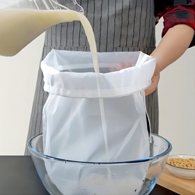 Resim Dikişsiz Filtreleme, Premium Naylon İnce Gözenekli Süzgeç Çantası - Soya Sütü, Meyve Suları, Evde Bira Yapımı & Seyahat Mutfak Gereçleri için Dayanıklı & Yeniden Kullanılabilir 