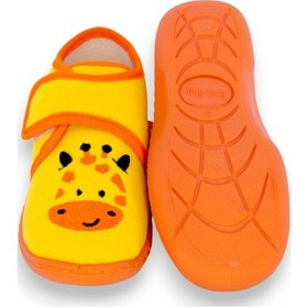 Resim Zürafa Nakışlı Sarı Kız Çocuk Cırt Cırtlı Panduf-f-737 Turuncu 