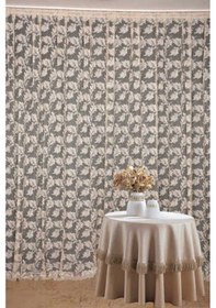 Resim Yaprak Model Vizon Renk İp Perde Hazır Düğmeleri Dikilmiş İp Perde 300 270 Cm Vizon 